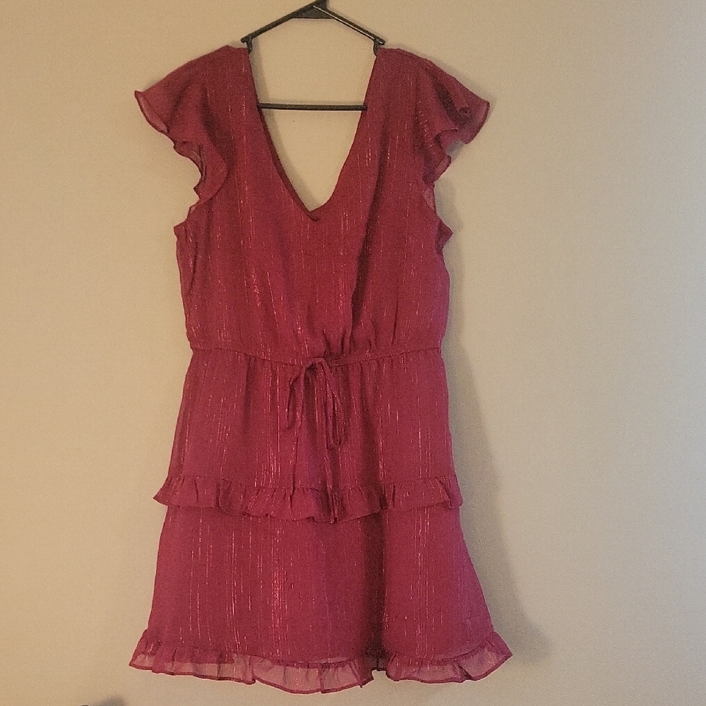 by & by Fuchsia Ruffle Mini Dress